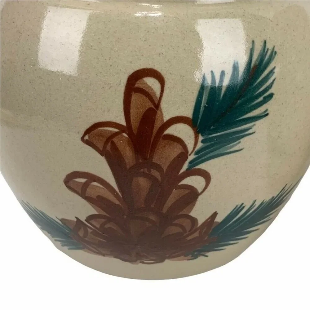Paul Storie Pottery Small Pinecone Canisters w/ Lids Set of 2 Marshall TX Rustic
